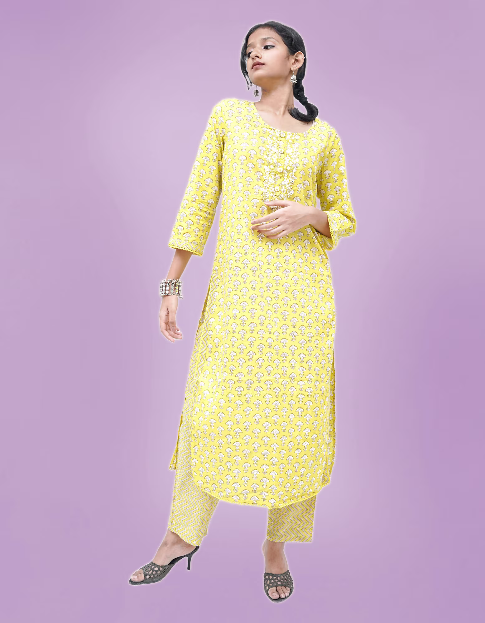 A Linke Cotton Kurta set with Dupptta